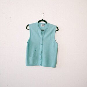 Vintage Italian Virgin Wool Knit Vest with Front Pocket by Bleyle